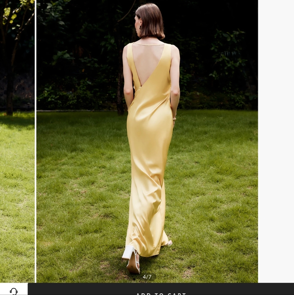 Asymmetrical Ruffle Backless Long Dress - yellow - Picture 4 of 8